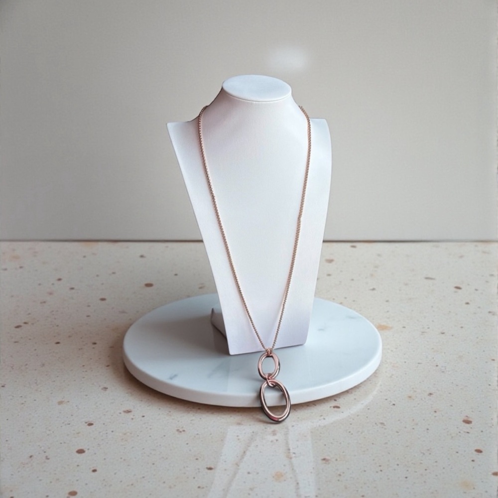 White House Black Market Rose Gold Double Oval Necklace
